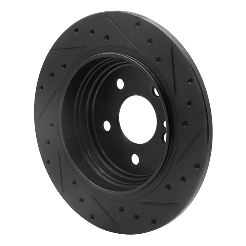 Mercedes-Benz CL500 Brake Rotor (1) - Rear Left - R1 Concepts - Drilled & Slotted - Black - `03-`06